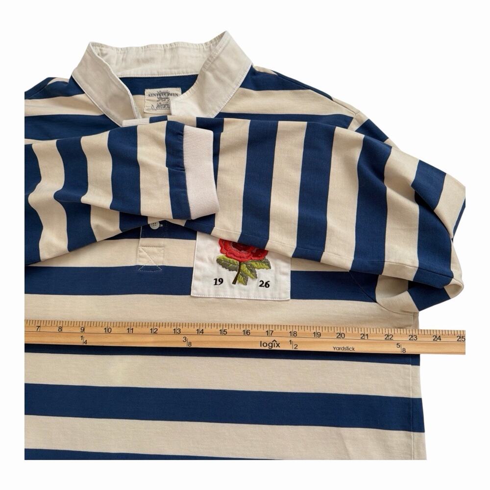 Kent & Curwen Rugby Polo Shirt Men’s XXL Blue Stripe 100% Cotton David Beckham - Picture 7 of 12